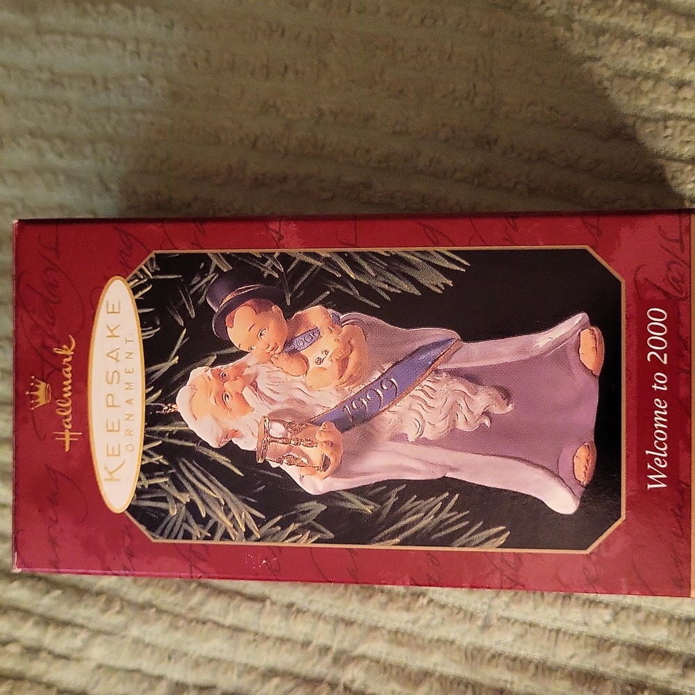 Hallmark Keepsake Ornament Father Time And Baby New Year, Dated 1999 And 2000